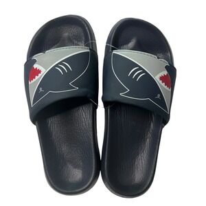 Shark‎ Slides Youth Boys Navy Combo Sandals Summer Pool Shoes Large 1/2